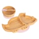image 1 of Tiny Dining 3pc Bamboo Suction Feeding Set - Dinosaur/Pastel Pink - Divided Non-Slip Bamboo Baby Self-Feeding Dining Weaning Set