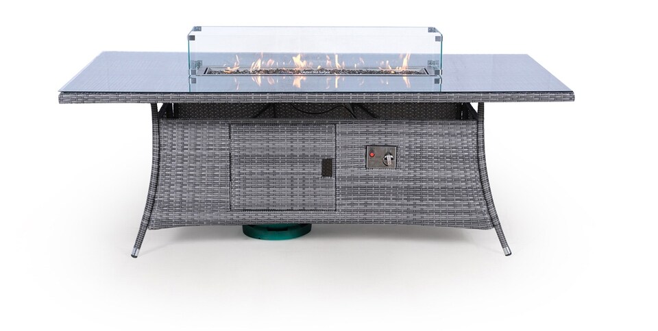 image 1 of Giardino Fire Pit 8 Seater Rectangle Rattan Dining Table | Grey
