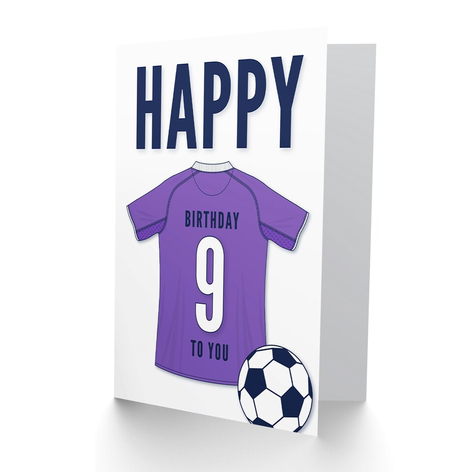 image 1 of Football Strip Kit Purple Jersey Top Age 9 Year Old Child Kids 9th Birthday Card