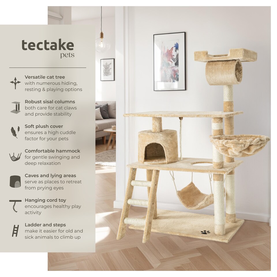 image 1 of Cat Tree Marcel - 141 cm, sisal cat scratching post | Cream | beige | One Size | 1