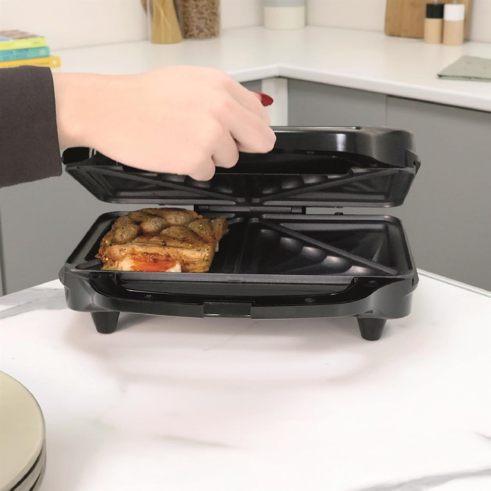 image 1 of Hamilton Beach Essentials Kettle, 4 Slice Toaster & Deep Fill Sandwich Toaster Set - Black