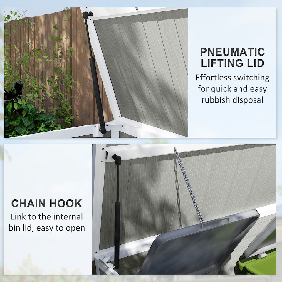 image 1 of Outsunny 4.7 x 2.5FT Lockable Garden Shed, 2-Bin Storage Shed | Multi | 143W x 75.5D x 110/108.5Hcm | 1