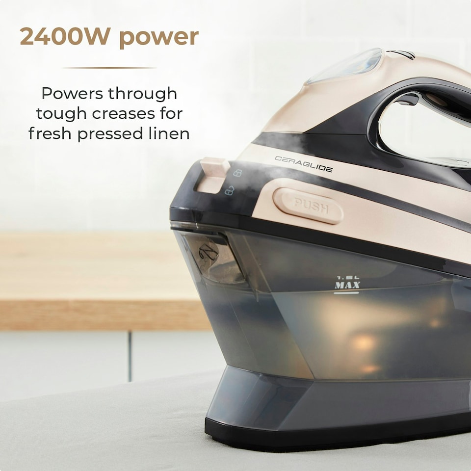 image 1 of Ceraglide 2400W 1.5L Steam Gen Champagne Gold and Black