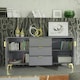 image 9 of Bold sideboard 140cm grey ribbed fronts gold accents Grey