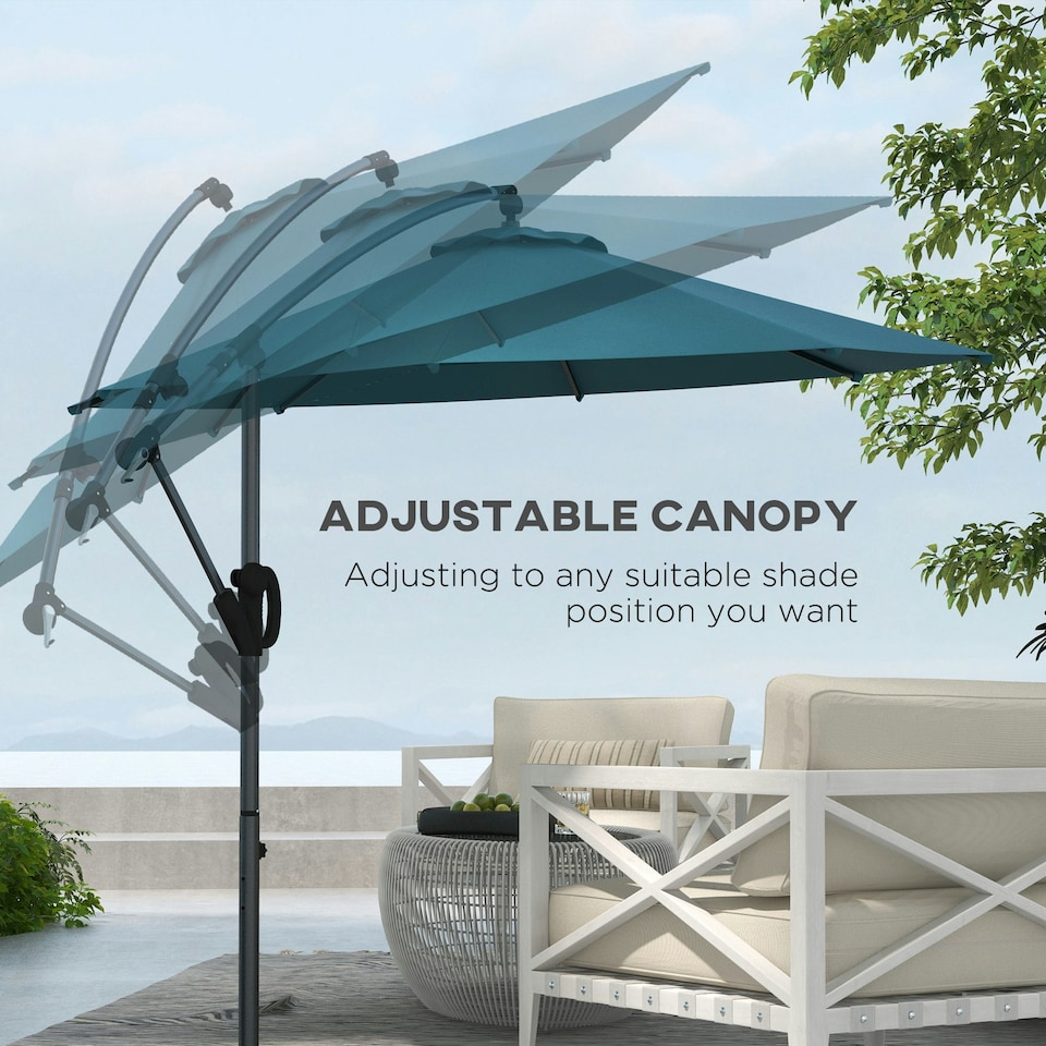 image 1 of Outsunny 3(m) Cantilever Parasol with Cross Base, Crank Handle, Tilt, Cream