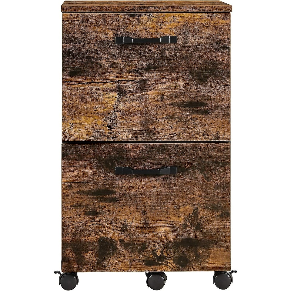 image 1 of Rolling File Cabinet with 2 Drawers for A4 and Letter Documents, Mobile Office Storage Unit