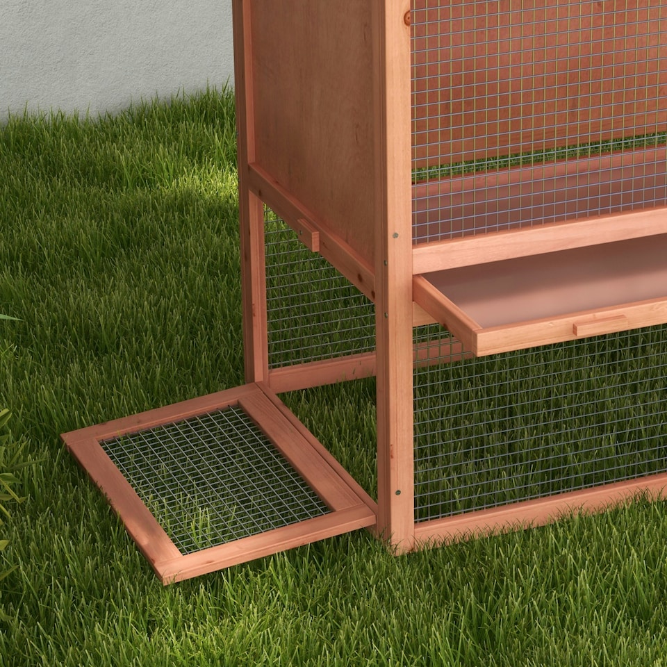 image 1 of PawHut Rabbit Hutch, 2 Tier Bunny House with Asphalt Roof, Ramp, tray, Green