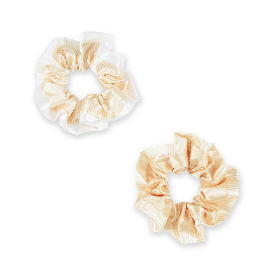 image 1 of Silver Cloud Satin Frilly Scrunchies - Buttercup Collection Yellow