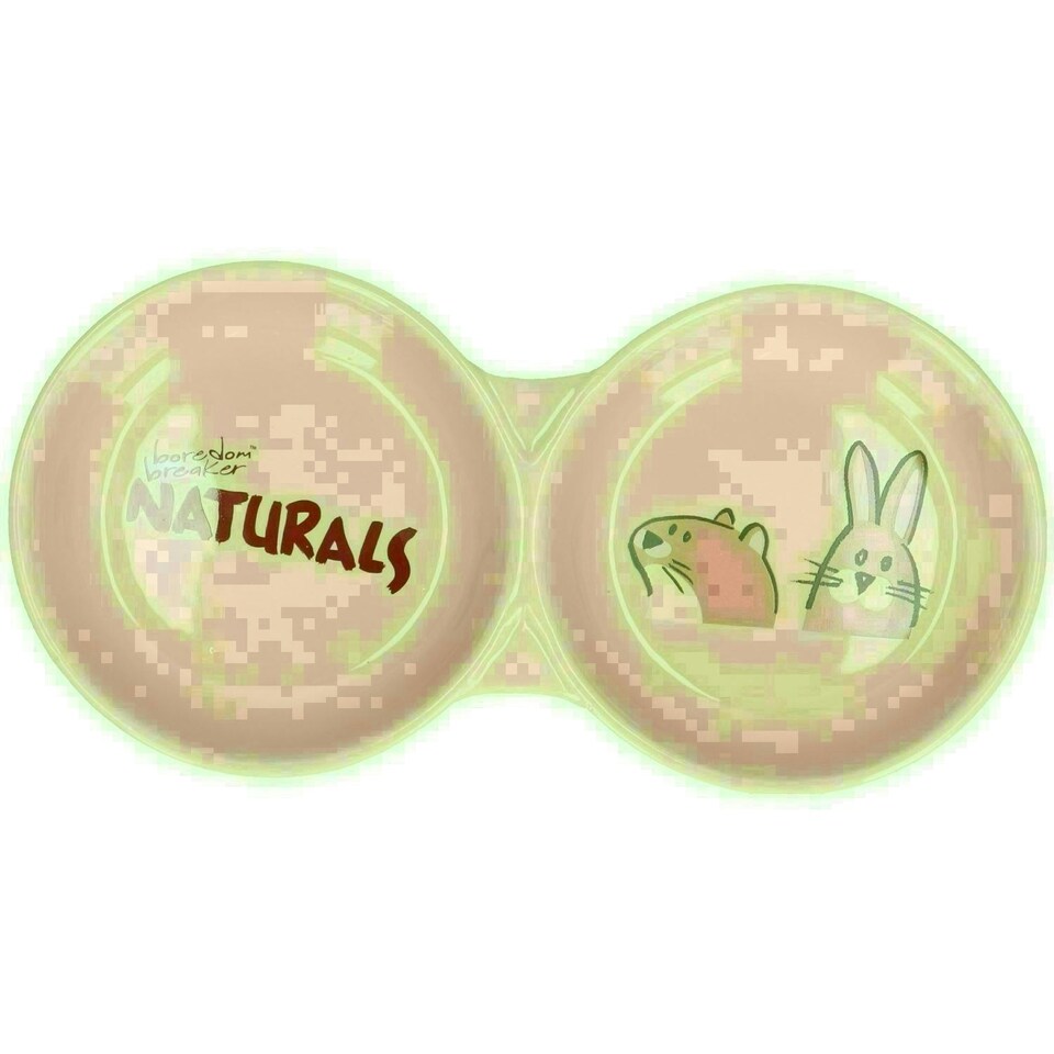 image 1 of Beige Small Aniamls Pet 8" Twin Naturals Stoneware Food Water Bowl Dish Brown