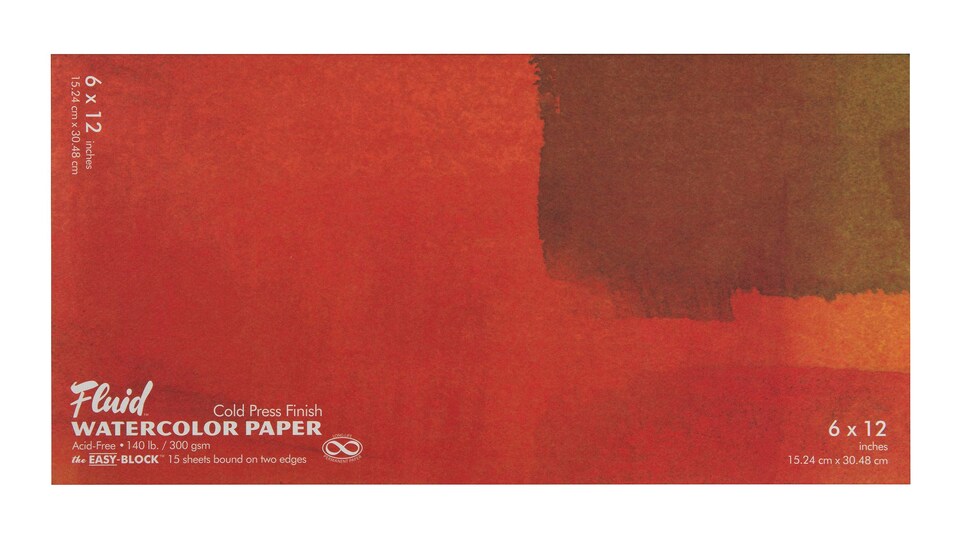 Speedball Fluid Cold Press Watercolour Paper Block, White, 6 x 12inch