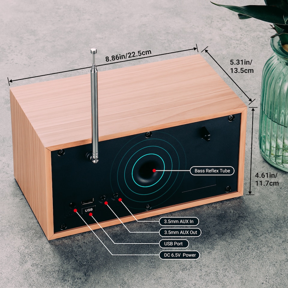 image 1 of Bluetooth Speaker with DAB/DAB+/FM Radio, Dual Alarm Clock, USB MP3 Playback & AUX-In – August MB420K