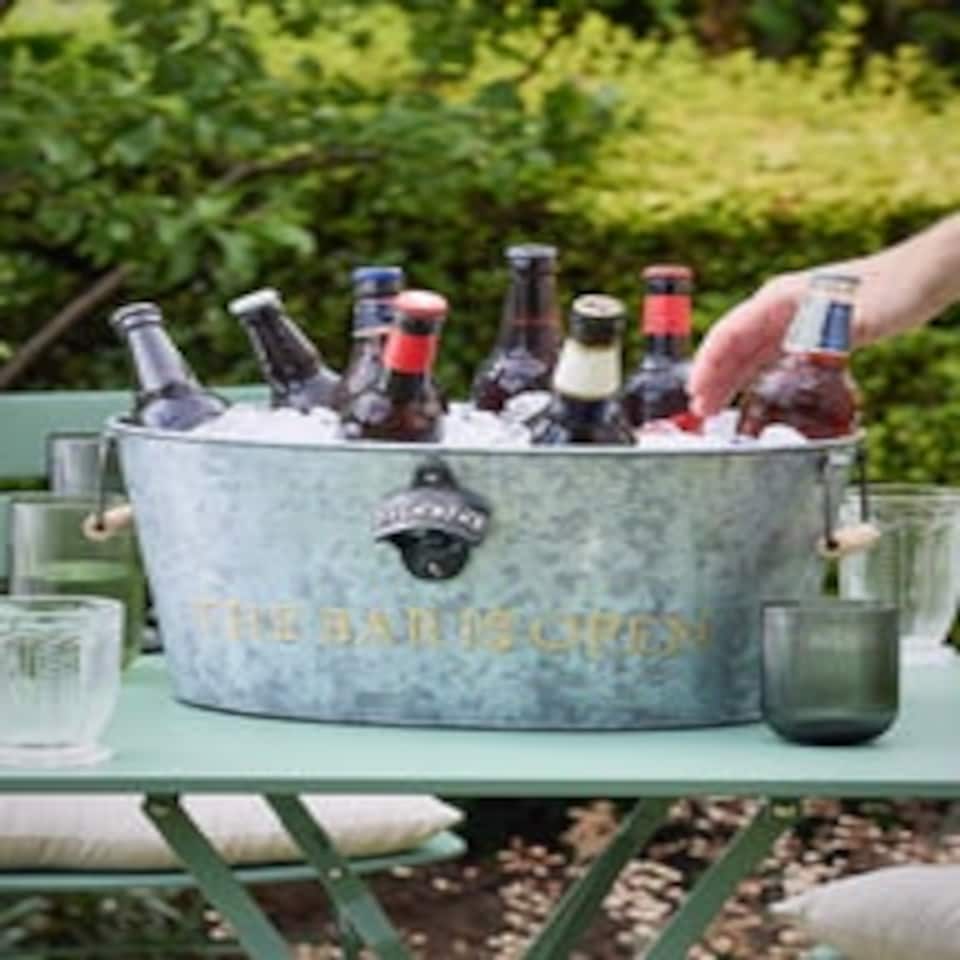 image 1 of Zinc Bottle Bucket with Opener