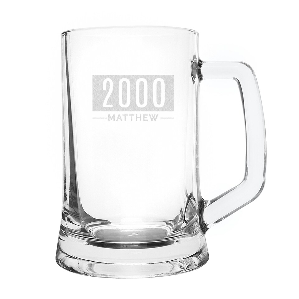 image 1 of Personalised Name & Date Pint Stern Tankard Clear