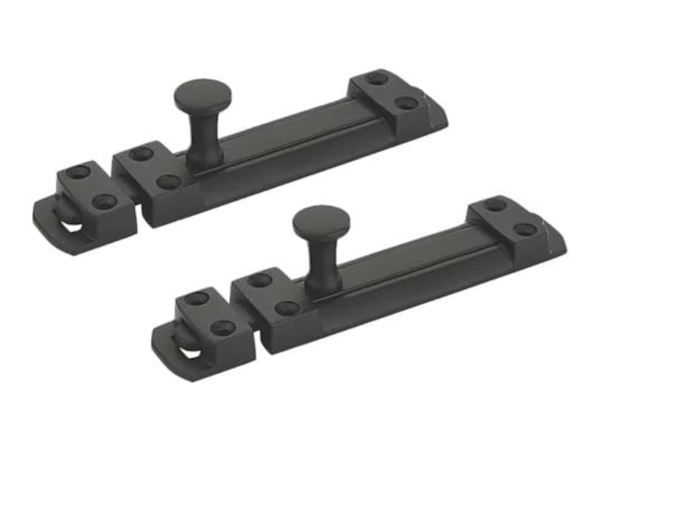 image 1 of Golden Grace Pack of 2 Security Door Slide Bolt Tower in Matt Black Finish, Patio Lock, Garage Backyard Gates - 100mm