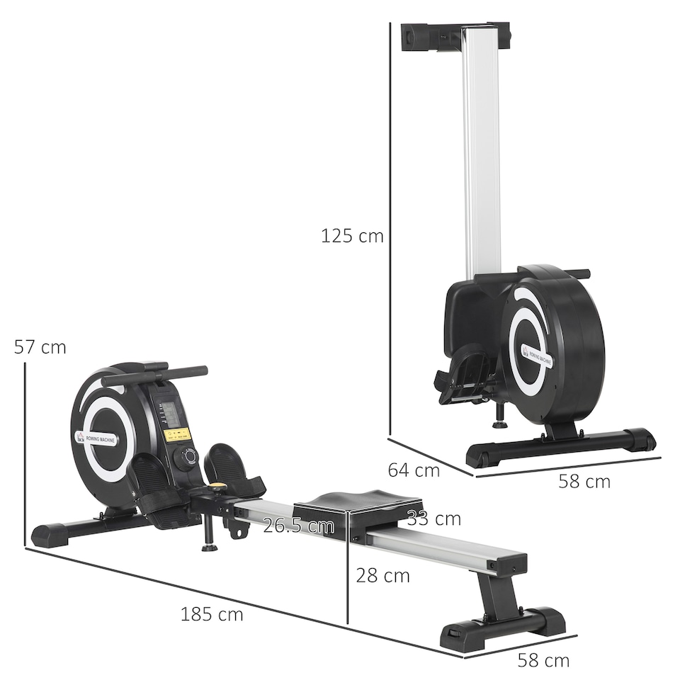 image 1 of HOMCOM Fitness Adjustable Magnetic Rowing Machine Rower with LCD Digital Monitor