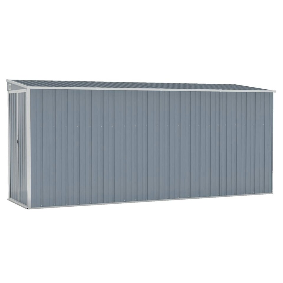 Wallmounted Garden Shed Grey 118x382x178 cm Galvanised Steel Tesco