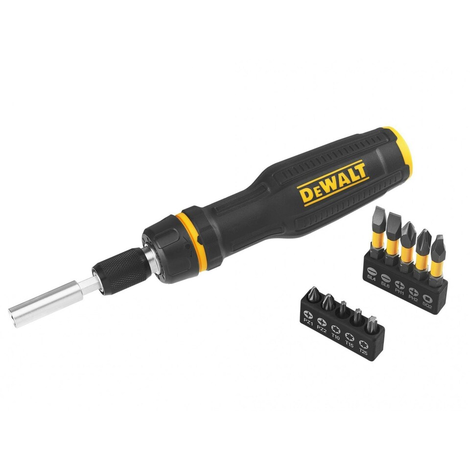 Dewalt Hand Tools Full Fit Telescoping Multi-bit Ratcheting Screwdriver + 10 Bits - Multi Colour - One Size