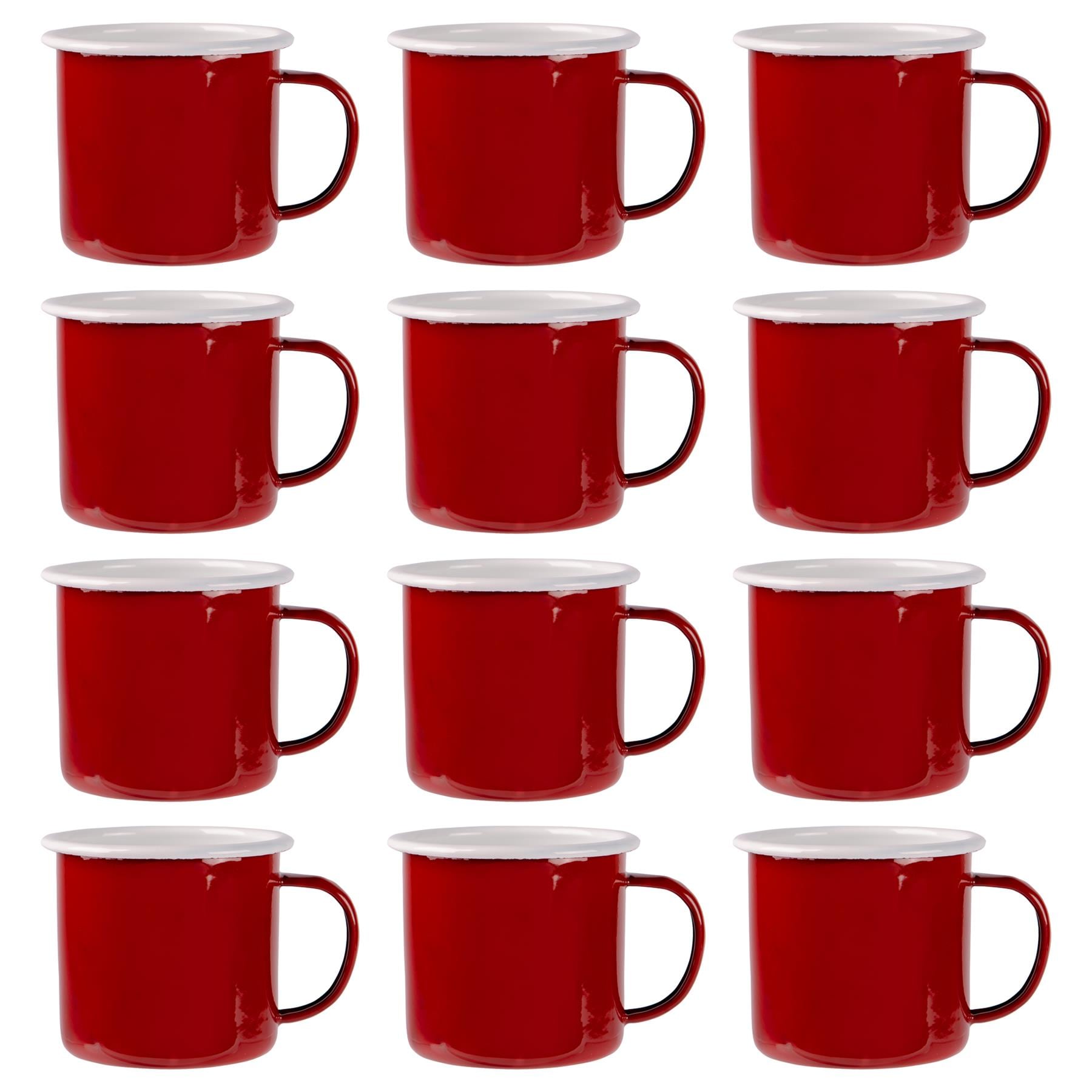 Argon Tableware Coloured Enamel Mugs - 375ml - Pack of 12 in Red