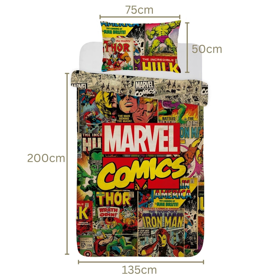 image 1 of Marvel Avengers Comics Duvet Cover Set Multi | Multi | Multi | Single