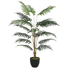 HOMCOM 120cm Tall Artificial Fern Topiary Tree in Cement Pot, Green