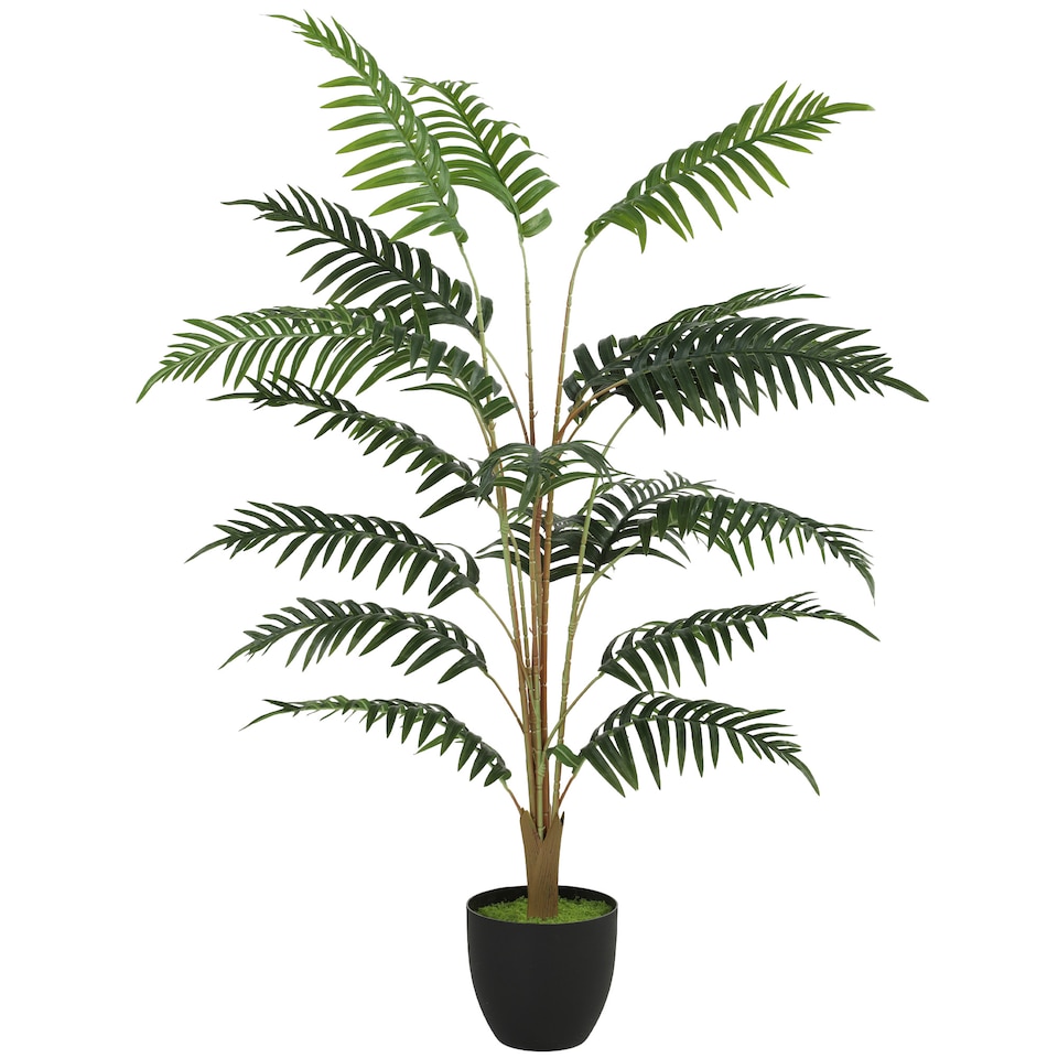 image 1 of HOMCOM 120cm Tall Artificial Fern Topiary Tree in Cement Pot, Green