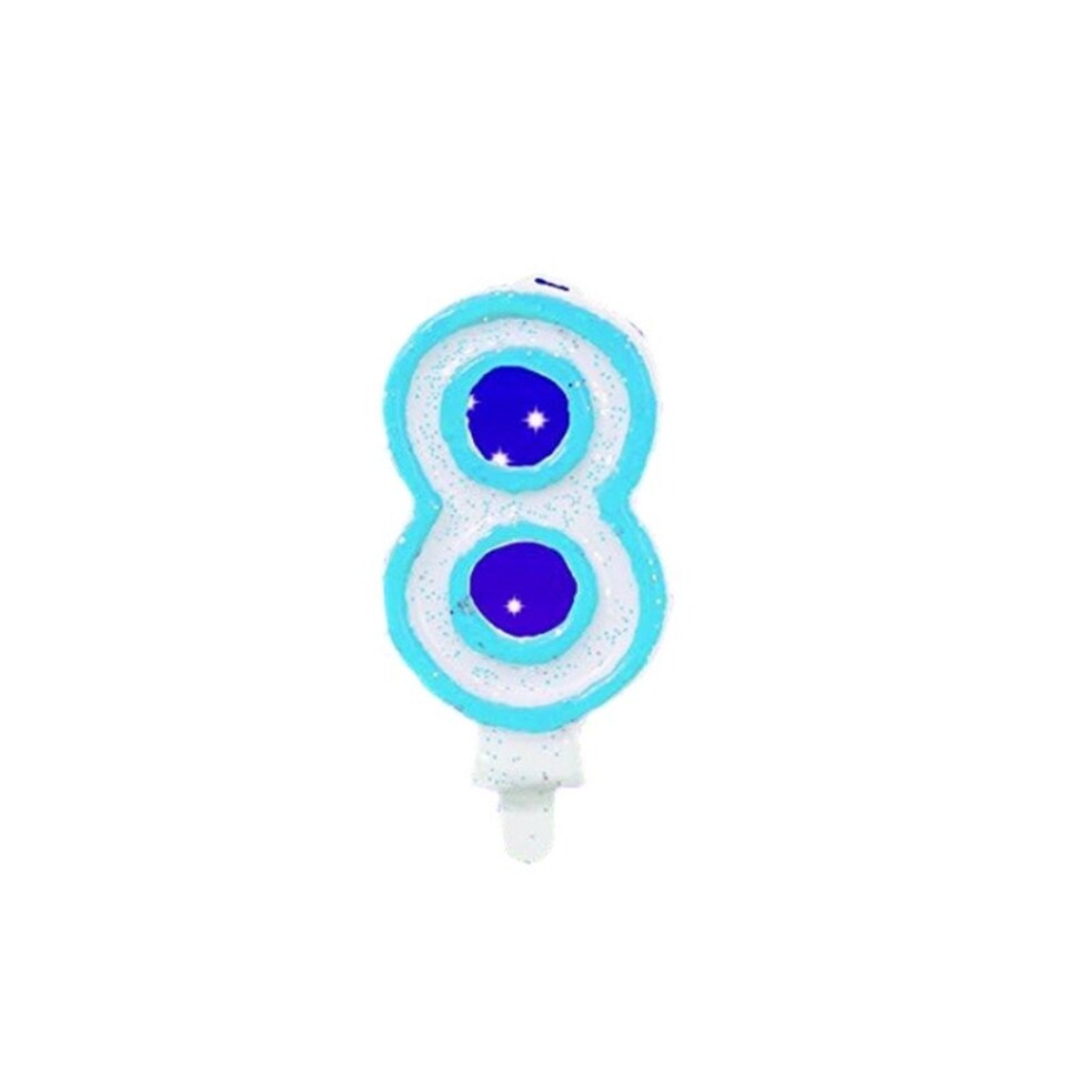 Simon Elvin Glitter 8th Birthday Candle - Blue/White - One Size
