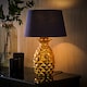 image 3 of ValueLights Pineapple Design Gold Effect Table Lamp With Navy Blue Shade