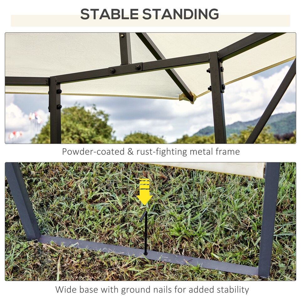 image 1 of Outsunny 3 x 3 Meters Patio Garden Metal Gazebo Marquee Steel Frame with Canopy Awning Tent Water Resistant Cream