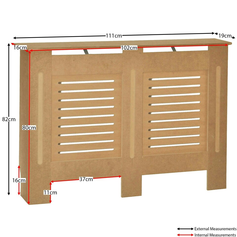 image 1 of Vida Designs Milton Radiator Cover MDF Slatted Cabinet, Unfinished, 111cm