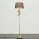 image 2 of ValueLights Monkey Painted Gold Floor Lamp with Grey Drum Shade and LED Bulb Grey