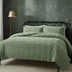 image 2 of Ultra Soft Teddy Duvet Cover Set Leaves Embossed Cozy Fleece Bedding | Green | Single