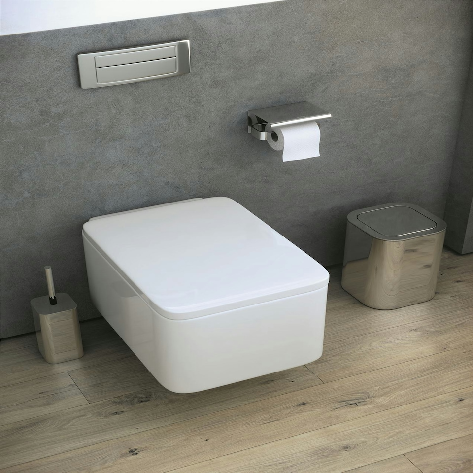 image 1 of Cosmic Bathroom Waste Bin Sanitary Paper Bin with Glossy Stainless Steel 5L