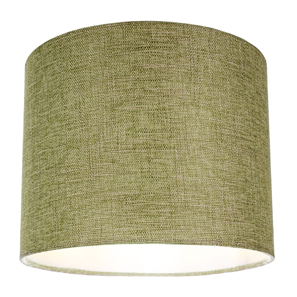 image 1 of Contemporary and Sleek Olive Sage Plain Linen Fabric Drum Lamp Shade 60w Maximum | Green | 12"