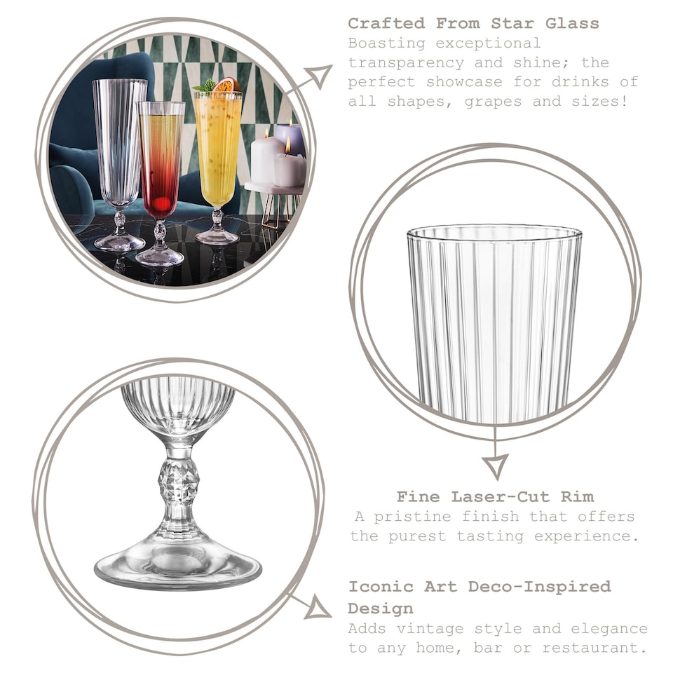 image 1 of Bormioli Rocco America '20s Sling Cocktail Glasses - 510ml - Pack of 6