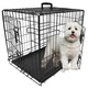 image 1 of DogCrates+ Small Foldable Dog Crate with 2 Doors, Non-Chew Plastic Removable Tray, 24-Inch Black Black | S