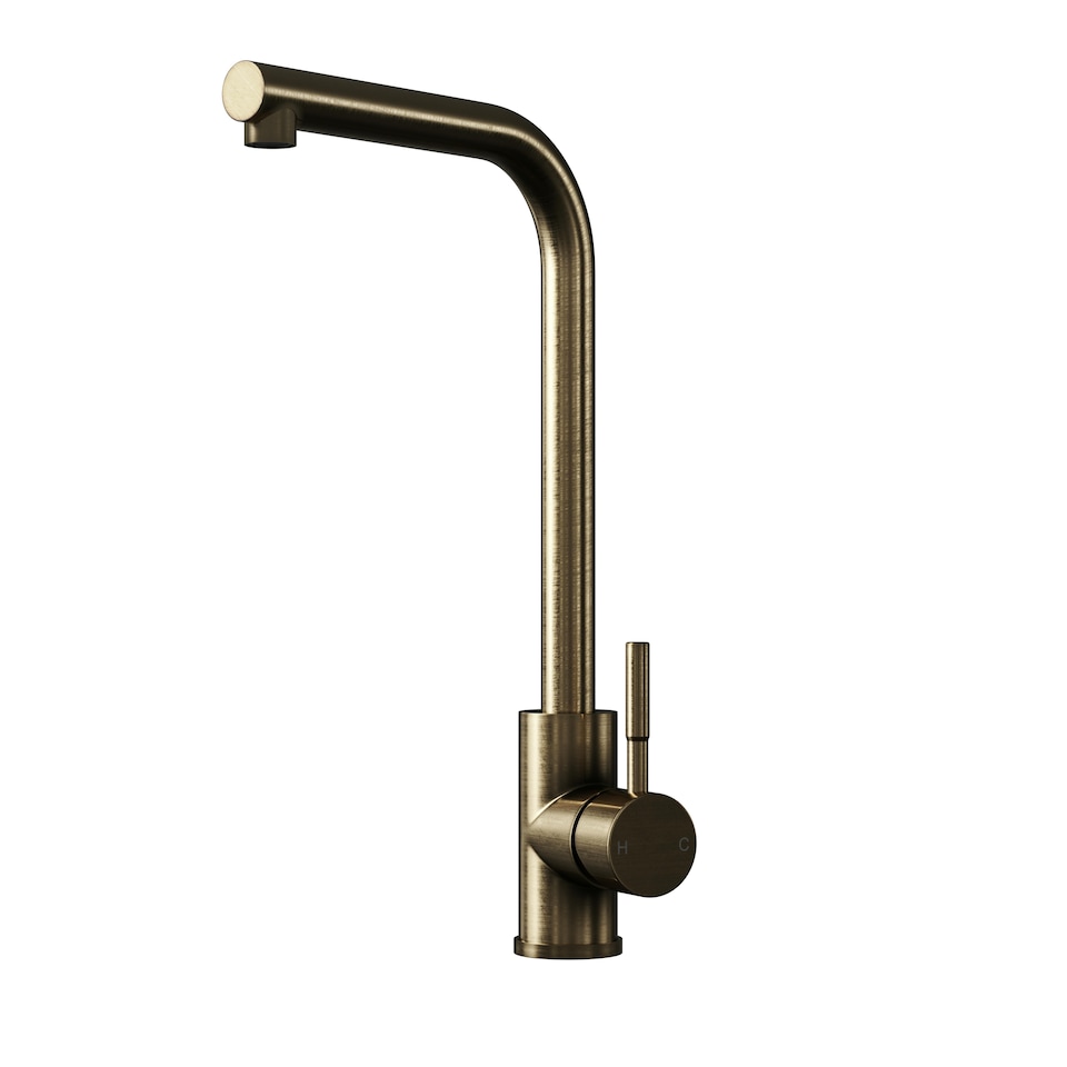 image 1 of Balterley Modern L-Neck Single Lever Kitchen Sink Mixer Tap - Top Fix Installation | Brown | Antique Brass | 1