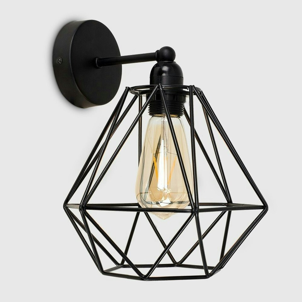image 1 of ValueLights Cambourne Black Indoor Wall Light Black Shade Black