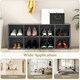 image 6 of COSTWAY 8 Grid Shoe Bench 2 in 1 Shoe Organizer Storage Grey Grey
