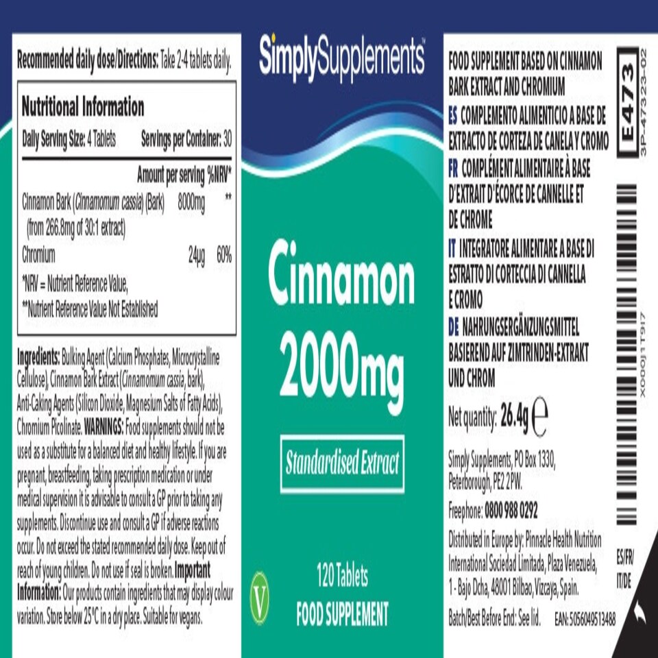 image 1 of Cinnamon 2,000mg - 120 Tablets