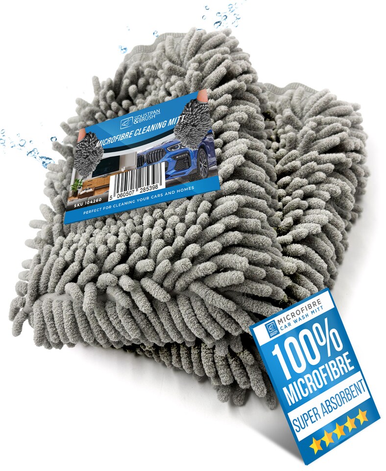 image 1 of Microfibre Cloth Car Wash Mitt Glove Double Sided Wash Mitt for Car Washing - Pack of 2