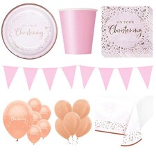 Pink On Your Christening 16 Person Deluxe Party Pack