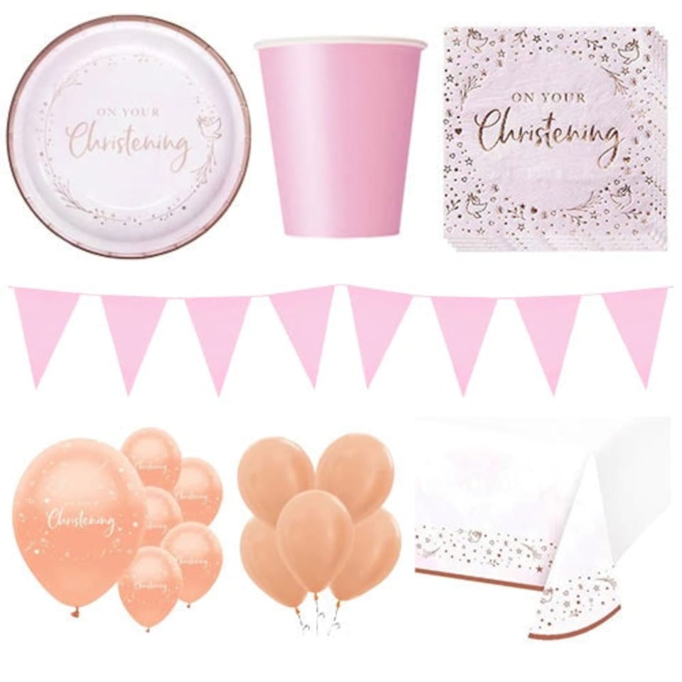 Pink On Your Christening 16 Person Deluxe Party Pack