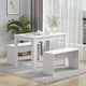 image 1 of HOMCOM Kitchen Dining Table and 2 Benches Set, Table and Chairs Set for Limited Space, White