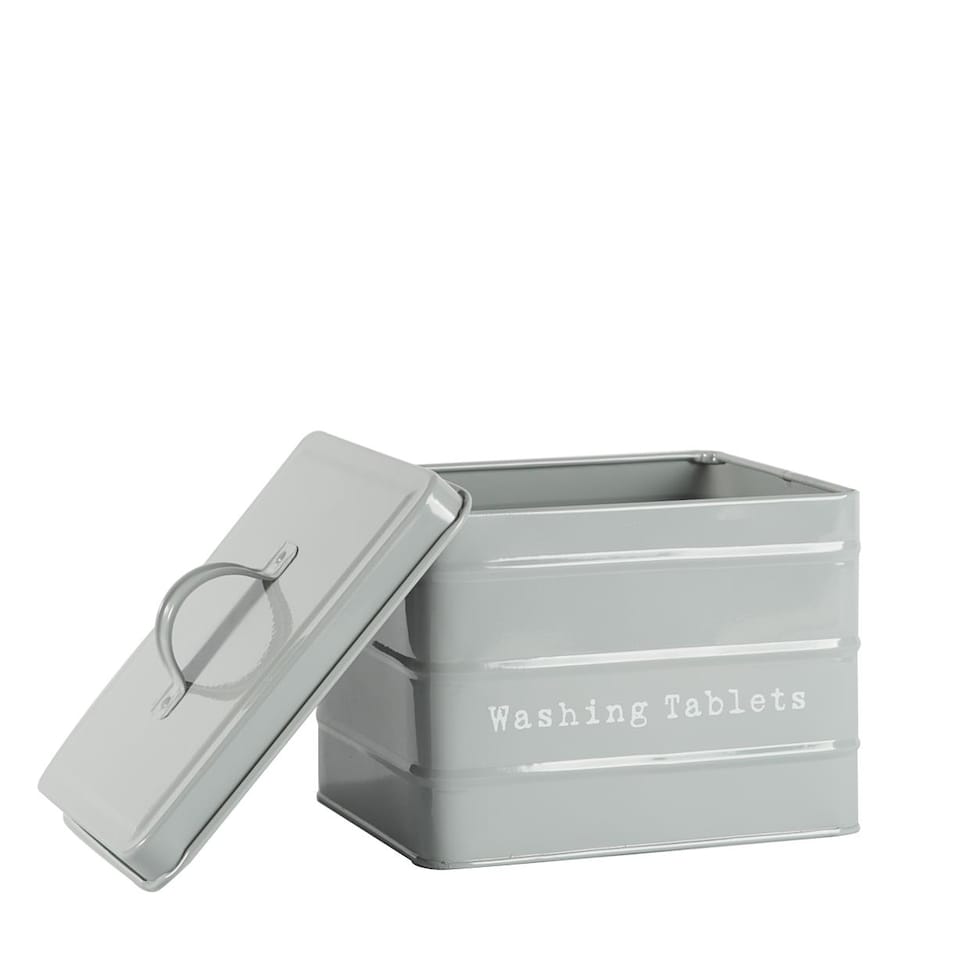 image 1 of Harbour Housewares Vintage Metal Washing Tablets Canister - Grey | Grey | Grey | 1
