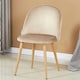 image 2 of Set of 2 Lucia Ergonomic Velvet Dining Chairs with Wooden Legs, Modern Upholstered Accent Chair | Brown | Beige