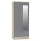 image 8 of Nevada 2 Door 1 Drawer Mirrored Wardrobe Grey | 3D Effect Grey