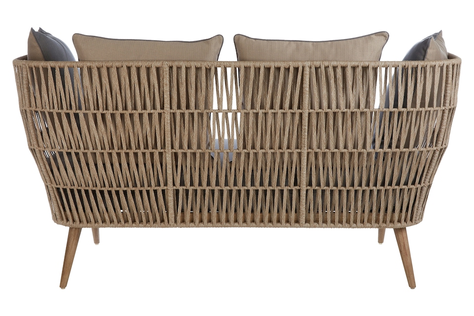 image 1 of Orsina 2 Seat Rope Sofa,  Sustainable Rope Garden Sofa, Easy to Clean Grey Outdoor Sofa, Back & Armrest Rope Sofa