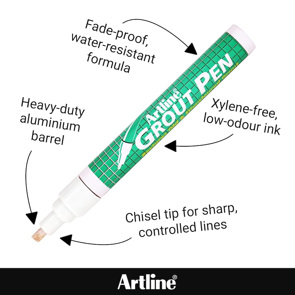 image 1 of Artline Pack of 2 Grout Restoration Marker Pens - White