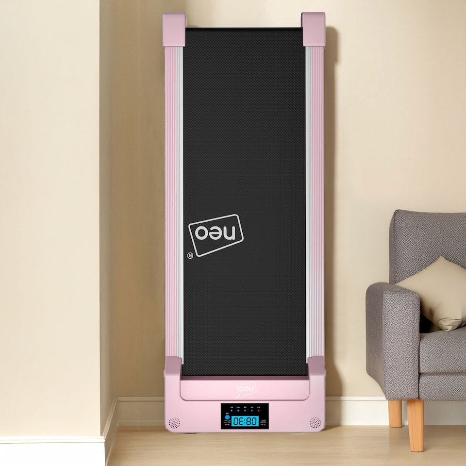 image 1 of Neo Under Desk Portable Walking Pad Treadmill Adjustable Speed Remote LED Display for Home Office Fitness Exercise Installation-Free | Pink