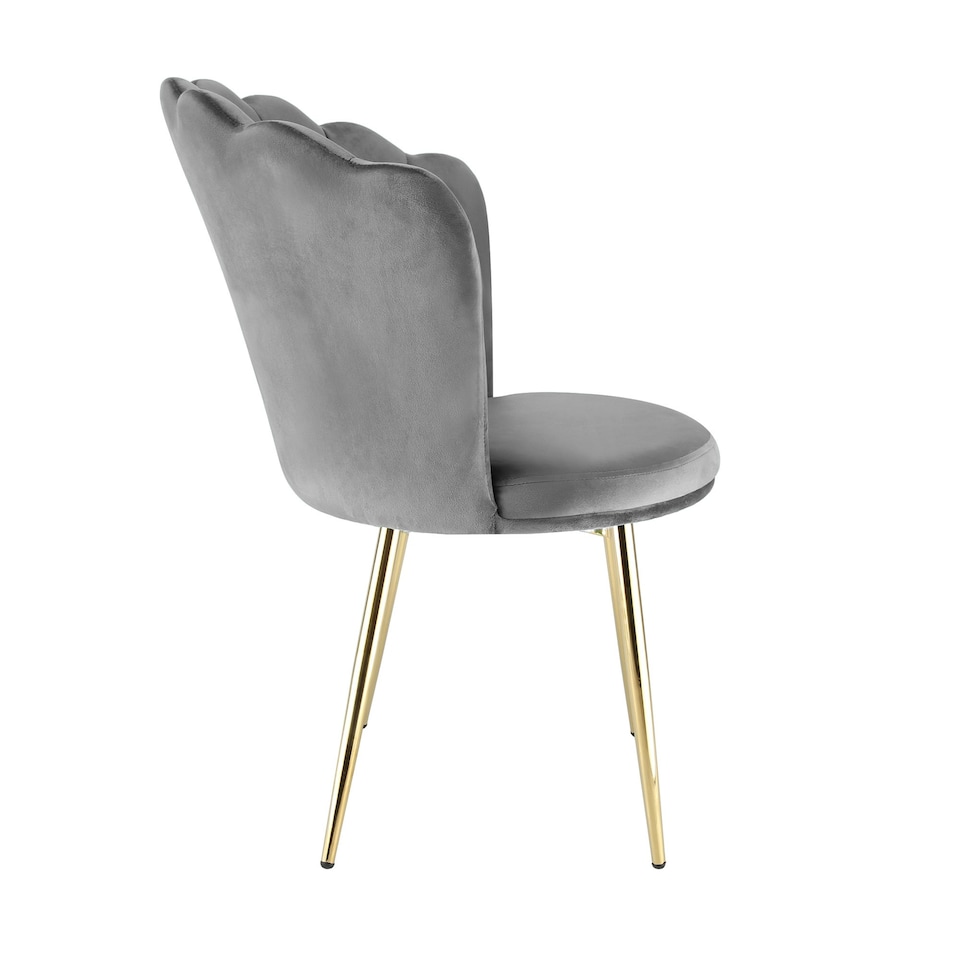 image 1 of FREYA Petal Chair Velvet Upholstered Fabric - Grey Grey
